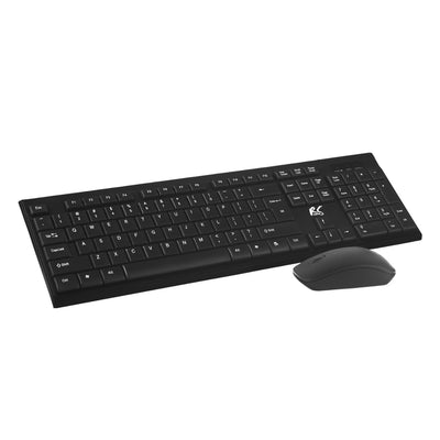 Conjunto de teclado QWERTY + rato sem fios NanoRS | Frequência de funcionamento: 2,4 GHz, Alcance: até 10 m | Resolução do rato: 1200 DPI | Receptor Nano USB | Design fino, alimentado por bateria, preto