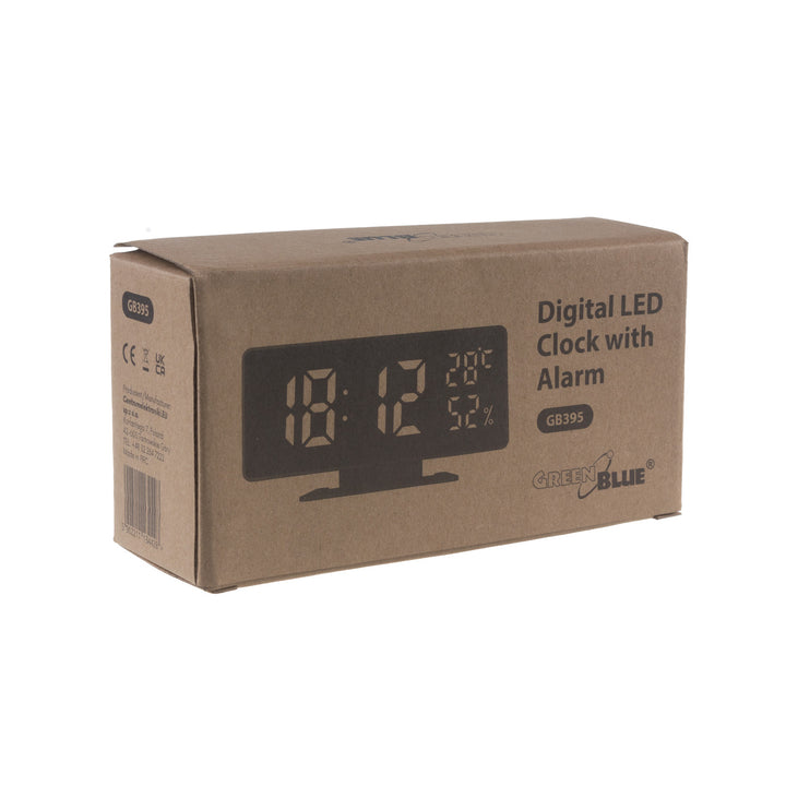 GreenBlue GB395 Reloj Despertador con Alarma y Termómetro, Higrómetro, Color negro