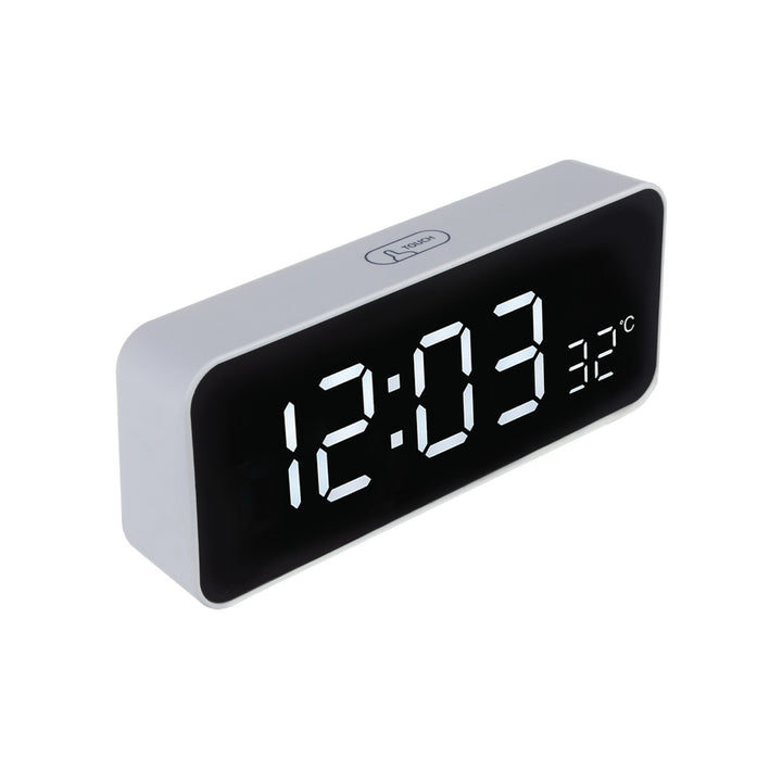 Green Blue GB397 Reloj Despertador Digital con Termómetro, 2 Alarmas/Función Snooze, Función de Cuenta Regresiva, Reloj Digital con Pantalla de Temperatura, Alimentado por USB mediante Puerto USB, Blanco