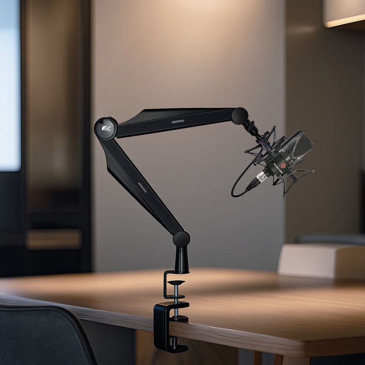 NanoRS RS422 Soporte de Micrófono con Rosca de 3/8" y 5/8" para Mesa, Carga Máxima de 1 kg | Altura Regulable hasta 84,7 cm | Giratorio 360° | Con Gestión de Cables | Ideal para Estudio y Streaming