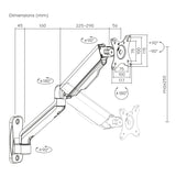 Suporte de parede universal para monitor Maclean MC-332 com dois braços | Ecrãs planos e curvos de 17 a 32 pol. | VESA 75x75 e 100x100 | Giratório, inclinável | Carga máxima de 9 kg