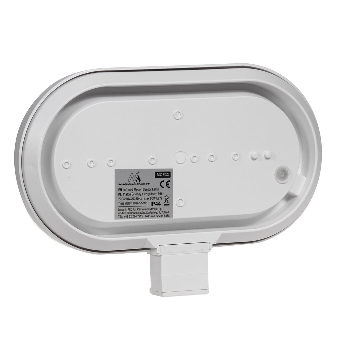 Luminaria de pared Maclean, con sensor PIR, máx. 60W, 180°, MCE33 W + LED 4W