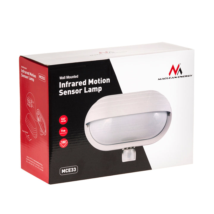 Luminaria de pared Maclean, con sensor PIR, máx. 60W, 180°, MCE33 W + LED 4W