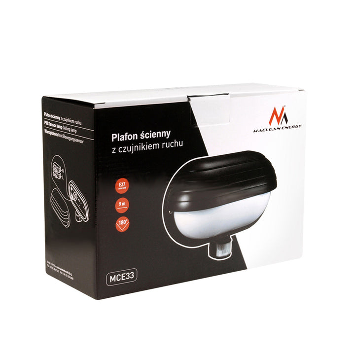 Luminaria de pared Maclean, con sensor PIR, máx. 60W, 180°, MCE33B + LED 11W