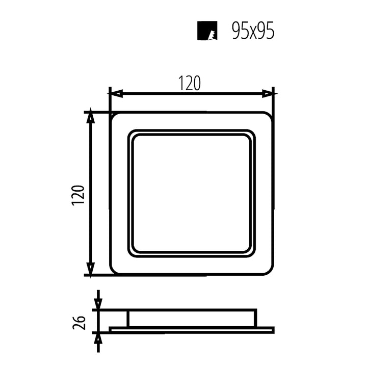 Panel LED de techo Maclean, montaje empotrado SLIM, 9W, blanco neutro 4000K, 120*120*26mm, 900lm, MCE373 S + adaptador de montaje en superficie MCE378 S