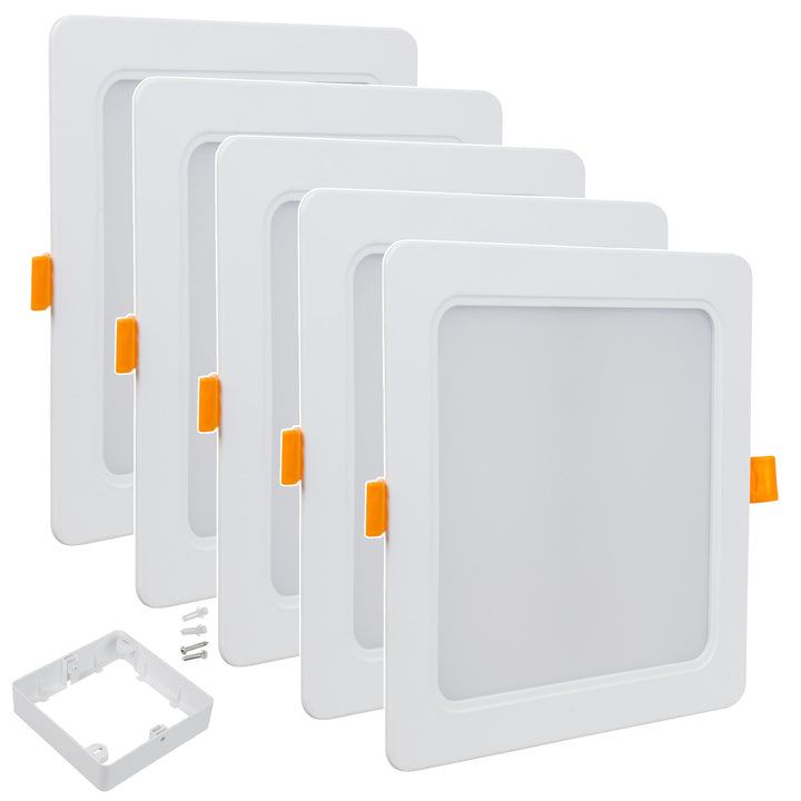 5x Panel de techo Maclean LED, montaje empotrado SLIM, 18W, Blanco Neutro 4000K, 170*170*26mm, 1800lm, MCE374 S + adaptador de superficie MCE379 S