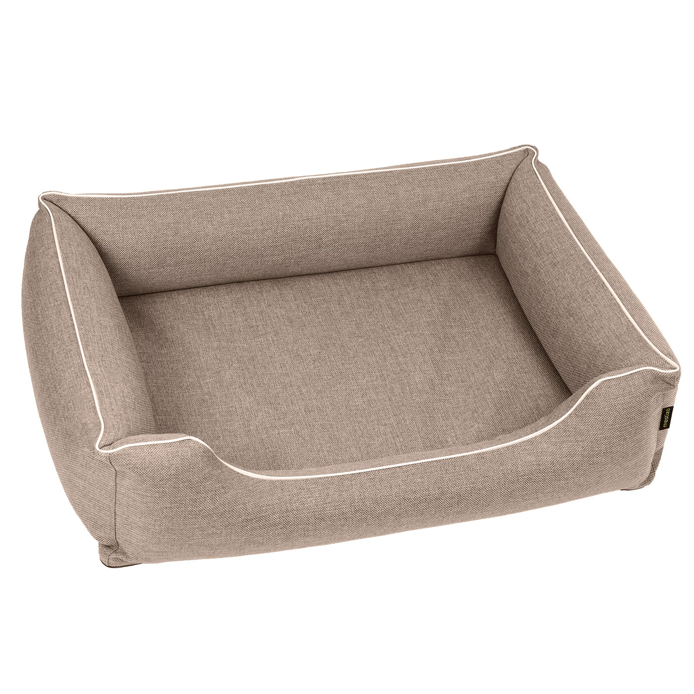 Mestizo Mallorca Standard Cama para Perros TwinFoam, Cesta para Perros, Sofá de Tela Tapizada, Funda Lavable (65x50 cm, Beige/Blanco), SMTF-BEI-W-1