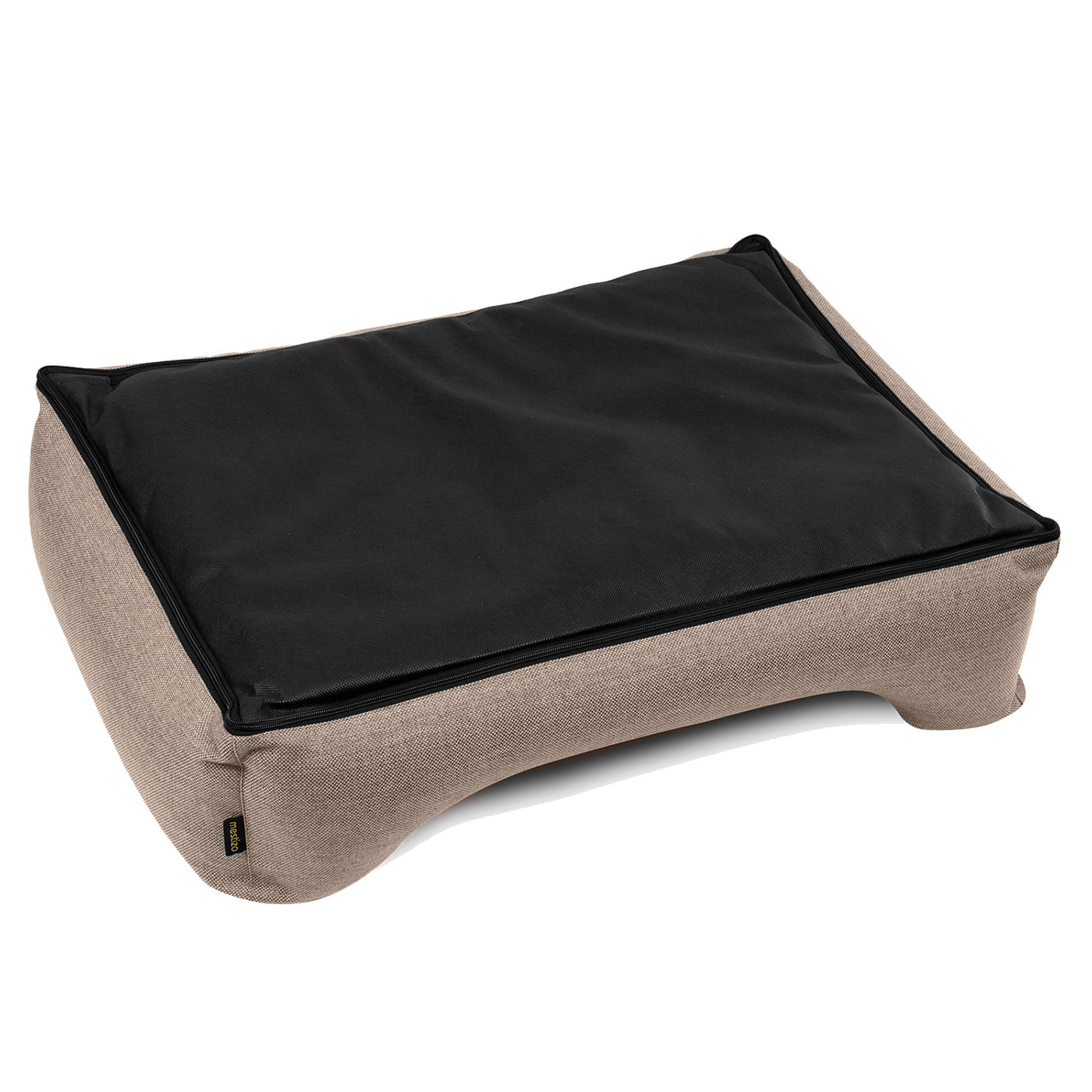 Mestizo Mallorca Standard Cama para Perros TwinFoam, Cesta para Perros, Sofá de Tela Tapizada, Funda Lavable (65x50 cm, Beige/Blanco), SMTF-BEI-W-1