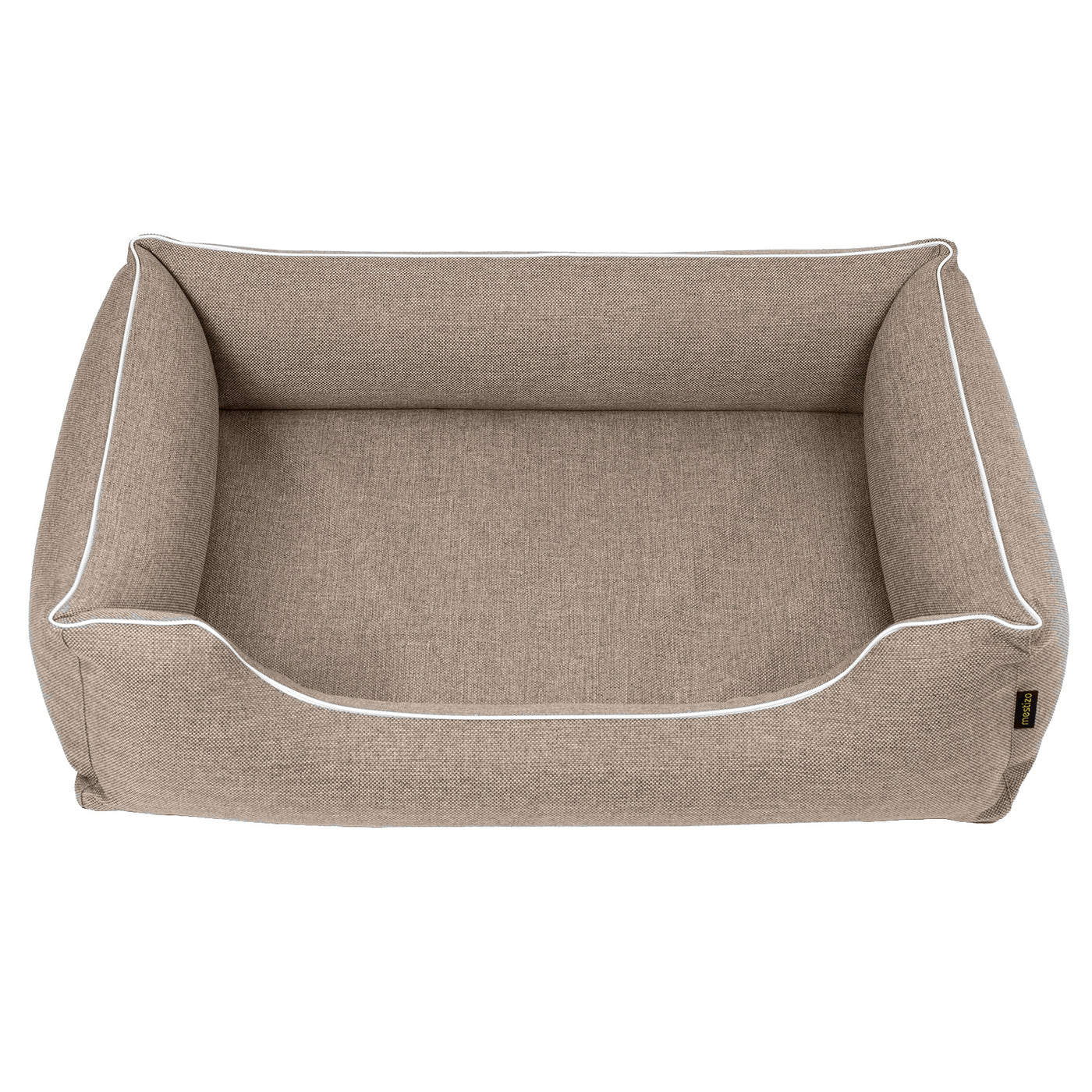 Mestizo Mallorca Standard Cama para Perros TwinFoam, Cesta para Perros, Sofá de Tela Tapizada, Funda Lavable (65x50 cm, Beige/Blanco), SMTF-BEI-W-1