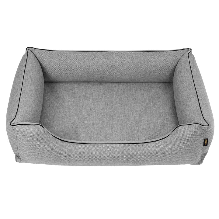 Mestizo Mallorca Standard Cama para Perros TwinFoam, Cesta para Perros, Sofá de Tela Tapizada, Funda Lavable (65x50 cm, Gris claro/Negro) SMTF-GRA-B-1