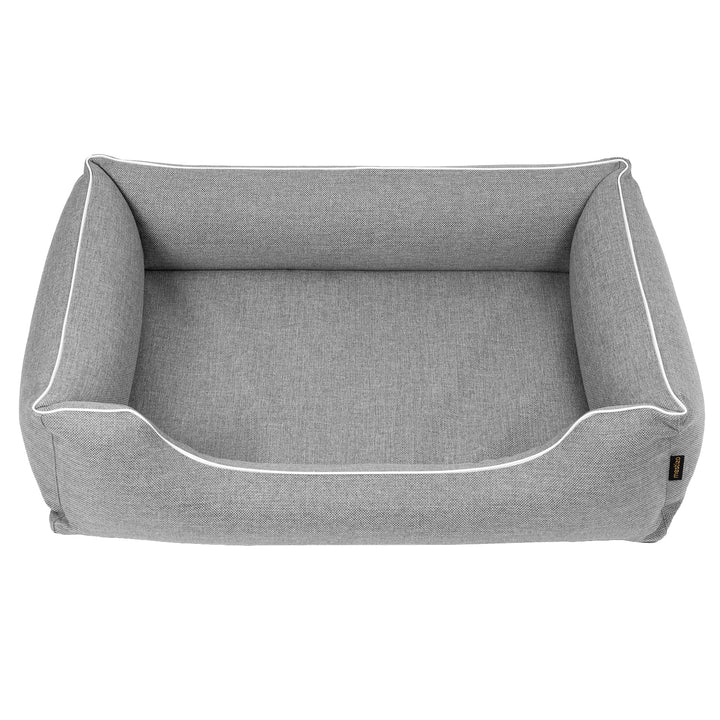 Mestizo Mallorca Standard Cama para Perros TwinFoam, Cesta para Perros, Sofá de Tela Tapizada, Funda Lavable (65x50 cm, Gris claro/Blanco) SMTF-GRA-W-1