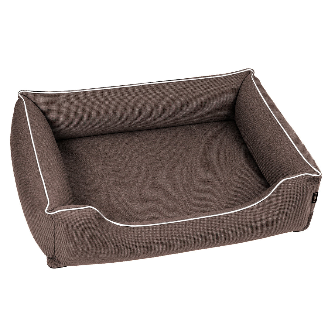 Mestizo Mallorca Standard Cama para Perros TwinFoam, Cesta para Perros, Sofá de Tela Tapizada, Funda Lavable (65x50 cm, Marrón/Blanco), SMTF-BRO-W-1