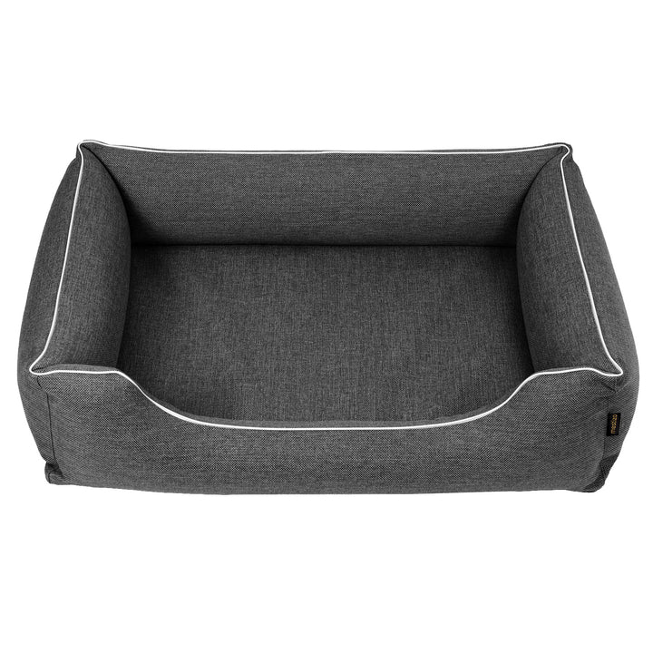 Mestizo Mallorca Standard Cama para Perros TwinFoam, Cesta para Perros, Sofá de Tela Tapizada, Funda Lavable (65x50 cm, Gris oscuro/Blanco) SMTF-STE-W-1