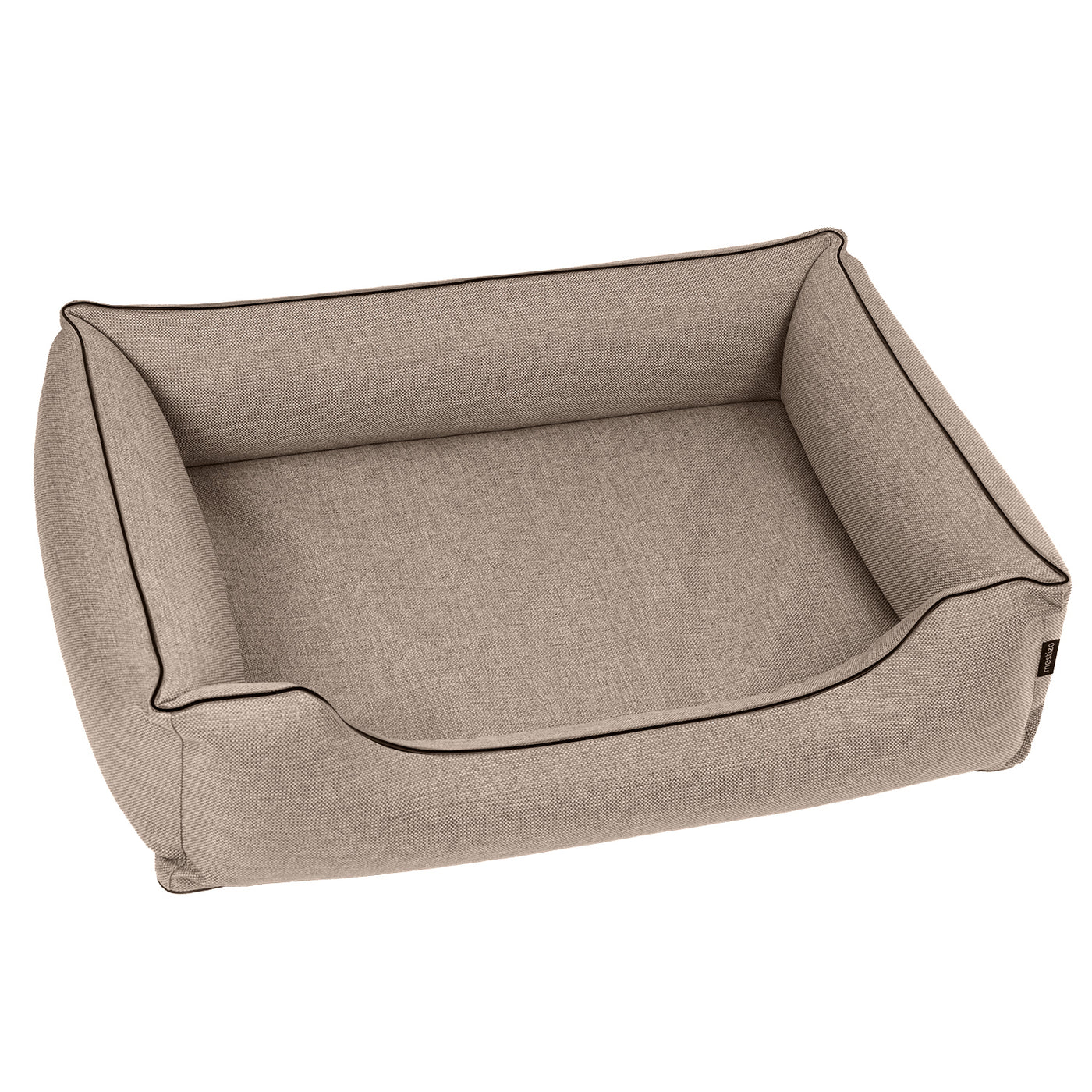 Mestizo Mallorca Standard Cama para Perros TwinFoam, Cesta para Perros, Sofá de Tela Tapizada, Funda Lavable (80x60 cm, Beige con ribete negro) SMTF-BEI-B-2