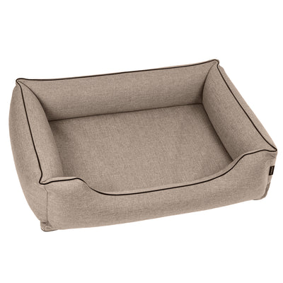 Mestizo Mallorca Standard Cama para Perros TwinFoam, Cesta para Perros, Sofá de Tela Tapizada, Funda Lavable (80x60 cm, Beige con ribete negro) SMTF-BEI-B-2