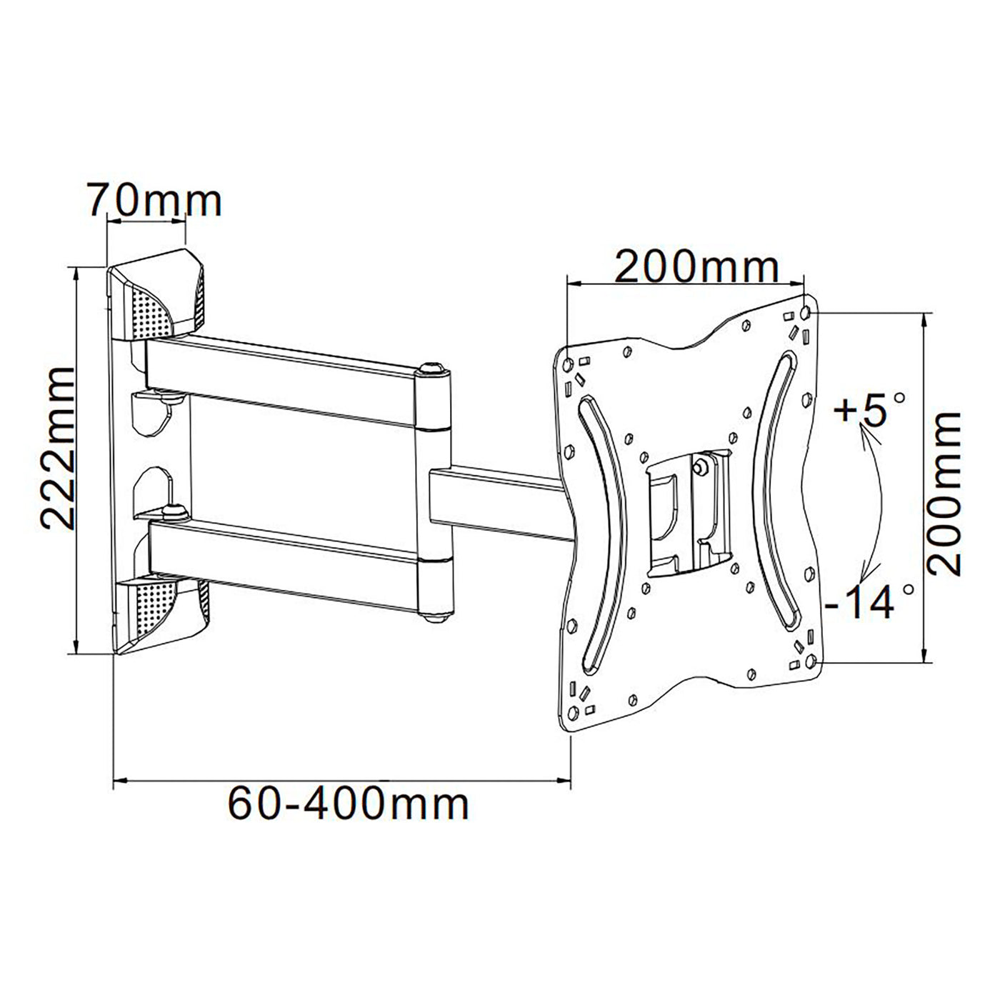 Soporte universal para TV Cabletech 13"-42" ajuste vertical y horizontal UCH0214