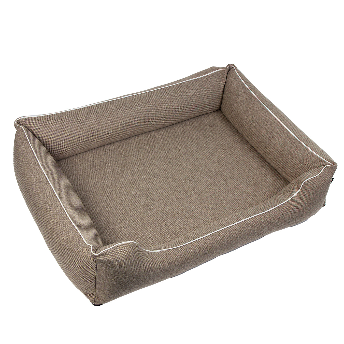 Mestizo Mallorca Standard Cama para Perros TwinFoam, Cesta para Perros, Sofá de Tela Tapizada, Funda Lavable (100x75 cm, Beige con ribete blanco) SMTF-BEI-B-3, SMTF-BEI-W-3