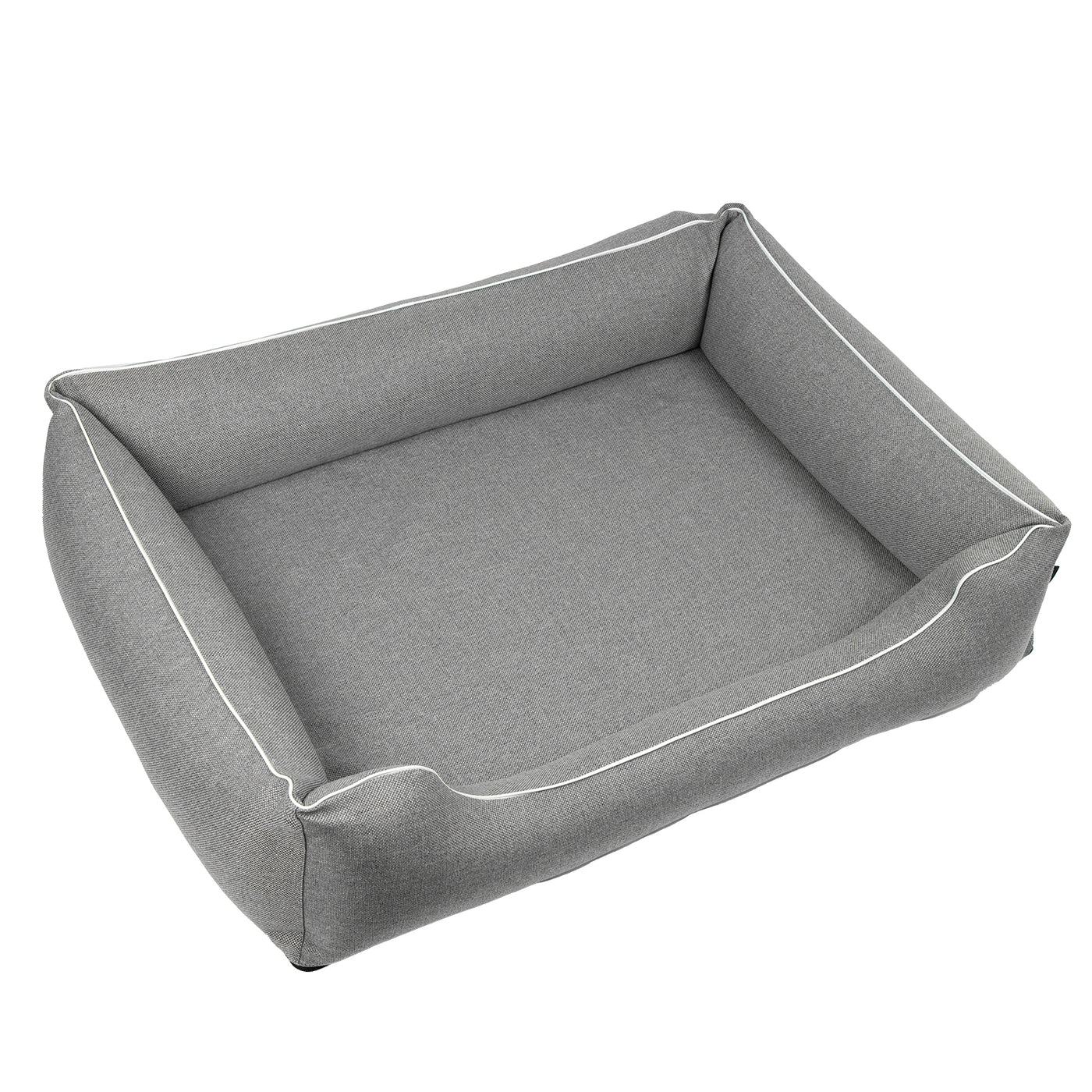 Mestizo Mallorca Standard Cama para Perros TwinFoam, Cesta para Perros, Sofá de Tela Tapizada, Funda Lavable (100x75 cm, Gris claro con ribete blanco) SMTF-GRA-W-3