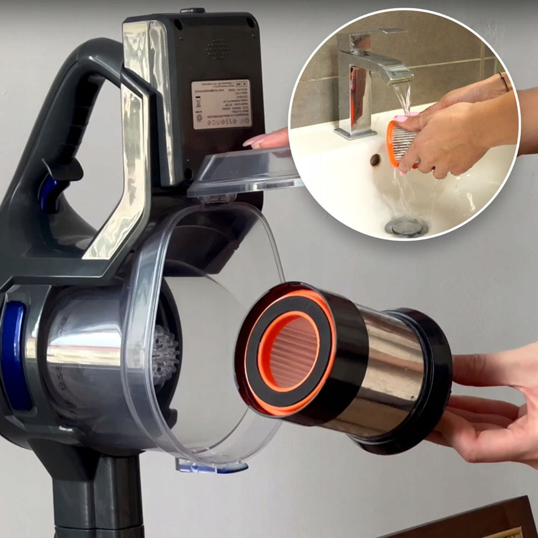 Aspirador vertical sem fios Air Essence Bise, 100 AW, tecnologia ciclónica azul