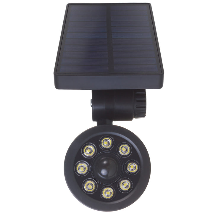 Maclean Cámara Solar Simulada con Sensor de Movimiento y Luz LED, Cámara de Vigilancia IP Simulada con Lente, IP44, Uso en Exteriores, 220lm, 6500 K, Energía Solar, LED Rojo Intermitente