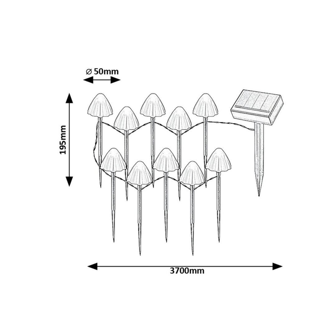 Rabalux Lámparas solares, 10 luminarias, LED, IP44, pantalla en forma de seta, Skadar