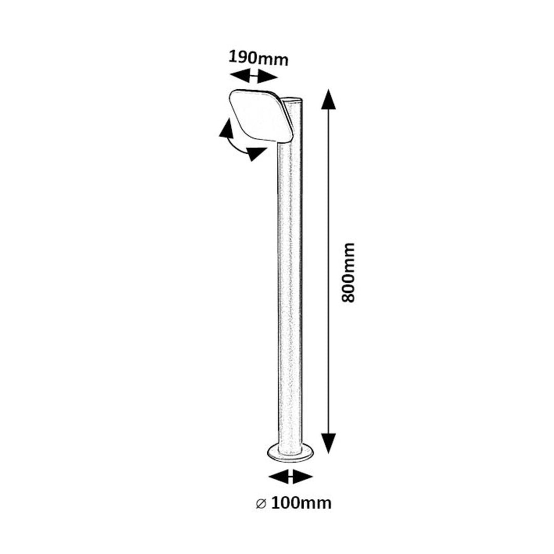 Rabalux Lámpara de pie, Lámpara de exterior, LED 12W, IP44, 80 cm, negra, Odiel