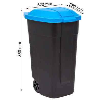 Curver Cubo de basura para segregación de residuos, Papelera con ruedas, 110L, azul, 214127