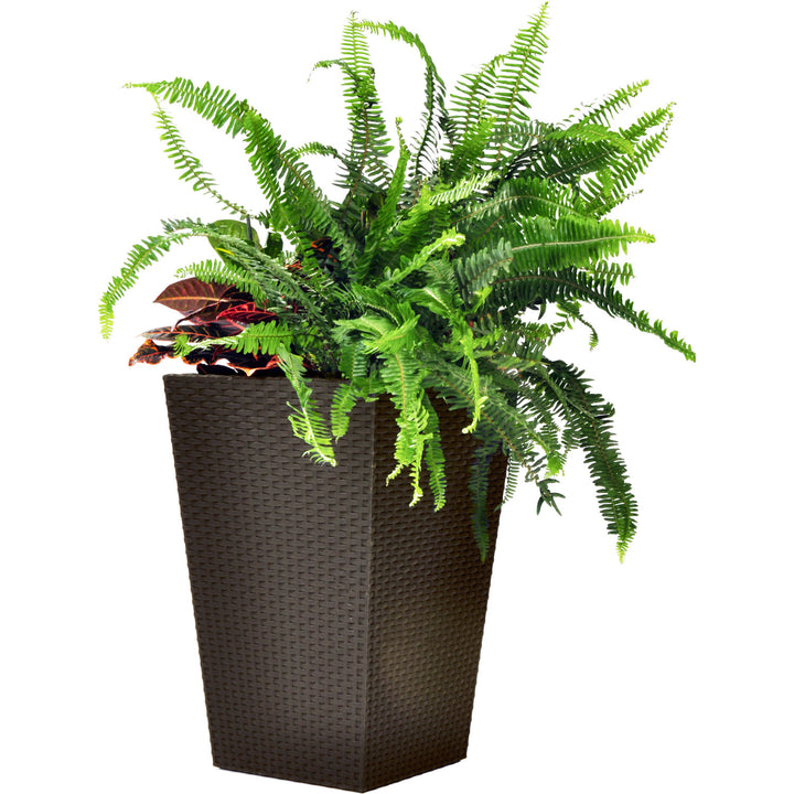 Keter Macetero rectangular, altura 57 cm, marrón, Rattan Planter M