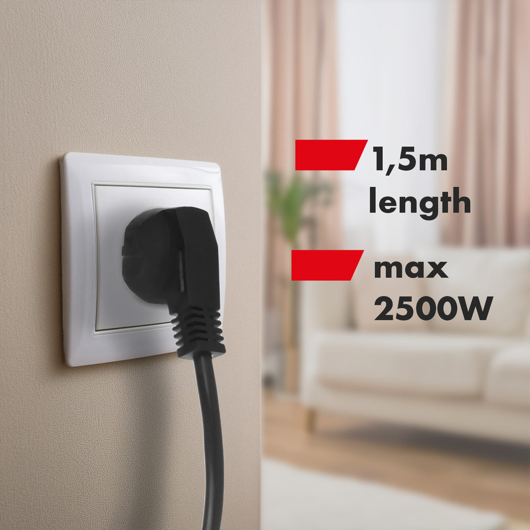Filtro de linha Maclean MCE508 B com 4 tomadas + USB CA, Cabo de extensão com interruptores, 250 V CA/10 A, 1,5 m, Preto