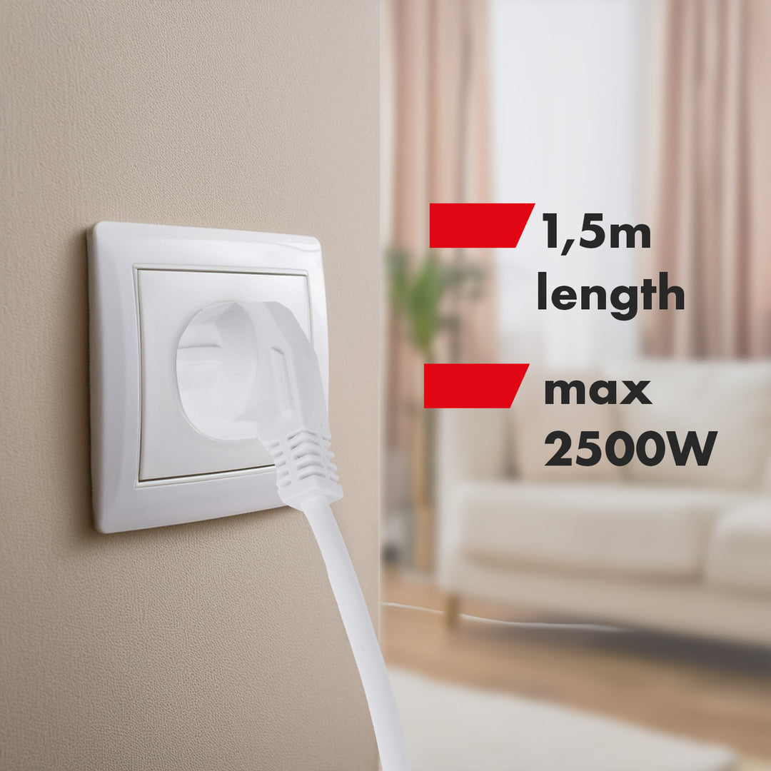 Filtro de linha Maclean MCE508 W com 4 tomadas + USB CA, Cabo de extensão com interruptores, 250 V CA/10 A, 1,5 m, Preto