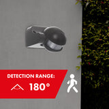 Sensor de movimento infravermelho Maclean MCE358 GR Sensor PIR de 180° com sensor infravermelho de crepúsculo IP44 | Uso interno e externo | Alcance até 12 m | Carga de 300/1200 W
