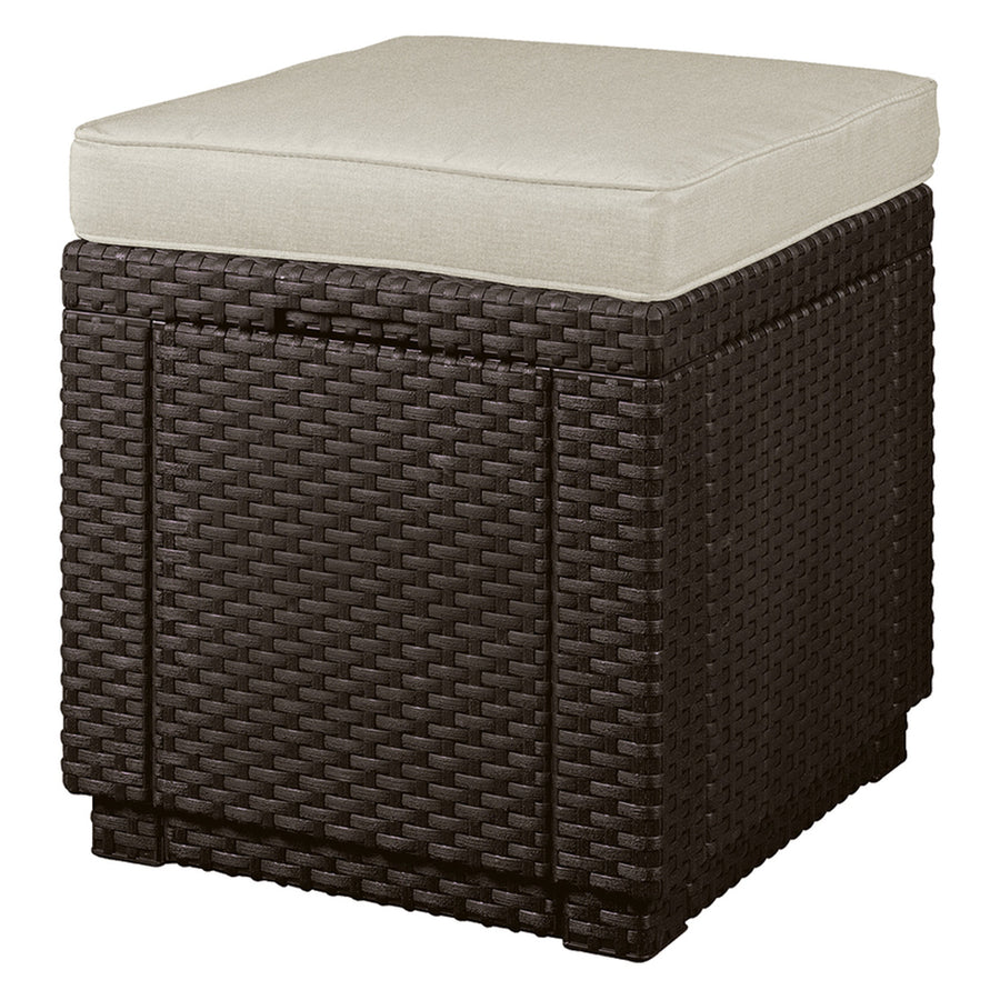 Keter Asiento con cojín, Función de almacenaje, Color marrón, Cubo con cojín
