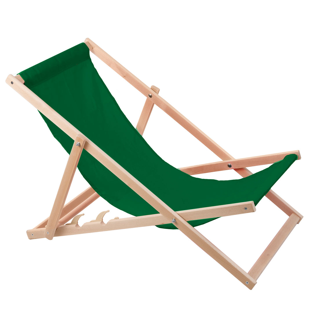 Set de 2 tumbonas de madera color verde, ideales para la playa, el balcón, la terraza