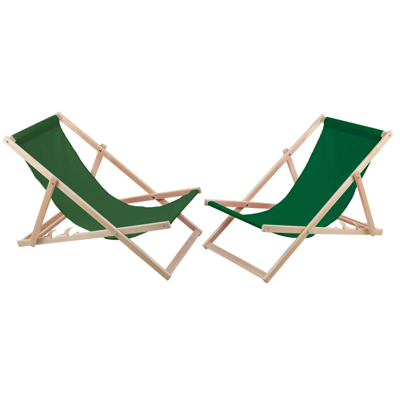 Set de 2 tumbonas de madera color verde, ideales para la playa, el balcón, la terraza