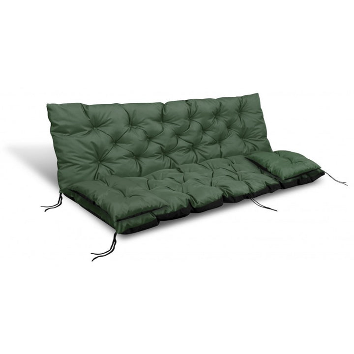 KingGarden Cojín Acolchado para Banco de Jardín Impermeable con 2x Cojines Laterales 42x42 cm 1+2 Juego de 3 piezas PVC Impermeable Codura (Verde, 100x60x50cm + 2 cojines 42 x 42 cm)