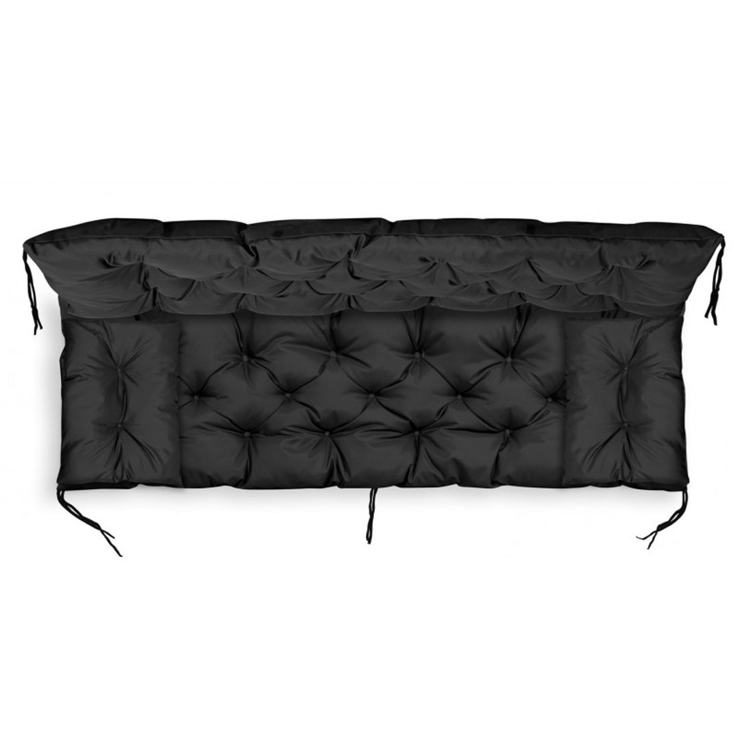 KingGarden Cojín Acolchado para Banco de Jardín Impermeable con 2x Cojines Laterales 42x42 cm 1+2 Juego de 3 piezas PVC Impermeable Codura (Negro, 100x60x50cm + 2 cojines 42 x 42 cm)