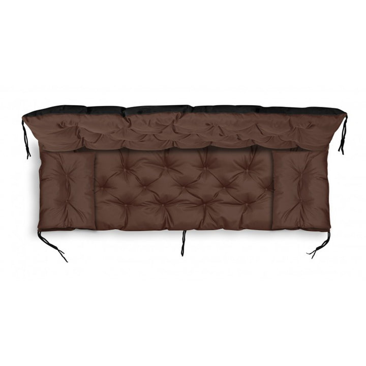 KingGarden Cojín Acolchado para Banco de Jardín Impermeable con 2x Cojines Laterales 42x42 cm 1+2 Juego de 3 piezas PVC Impermeable Codura (Marrón, 180x60x50cm + 2 cojines 42 x 42 cm)