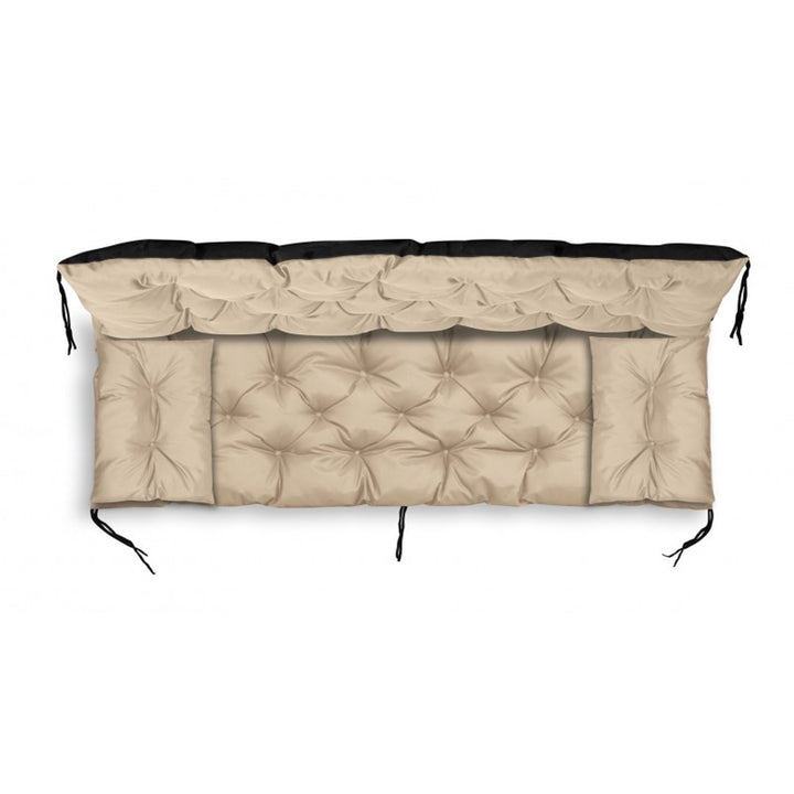 KingGarden Cojín Acolchado para Banco de Jardín Impermeable con 2x Cojines Laterales 42x42 cm 1+2 Juego de 3 piezas PVC Impermeable Codura (Beige, 100x60x50cm + 2 cojines 42 x 42 cm)