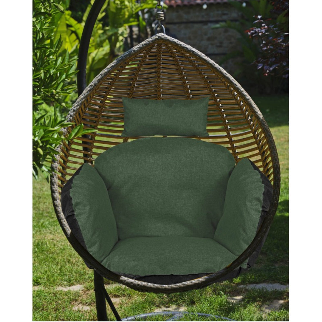 KingGarden Cojín para Silla de Jardín, Cojín para Silla Colgante Nido de Cigüeña 112x113 cm, Impermeable (Verde)