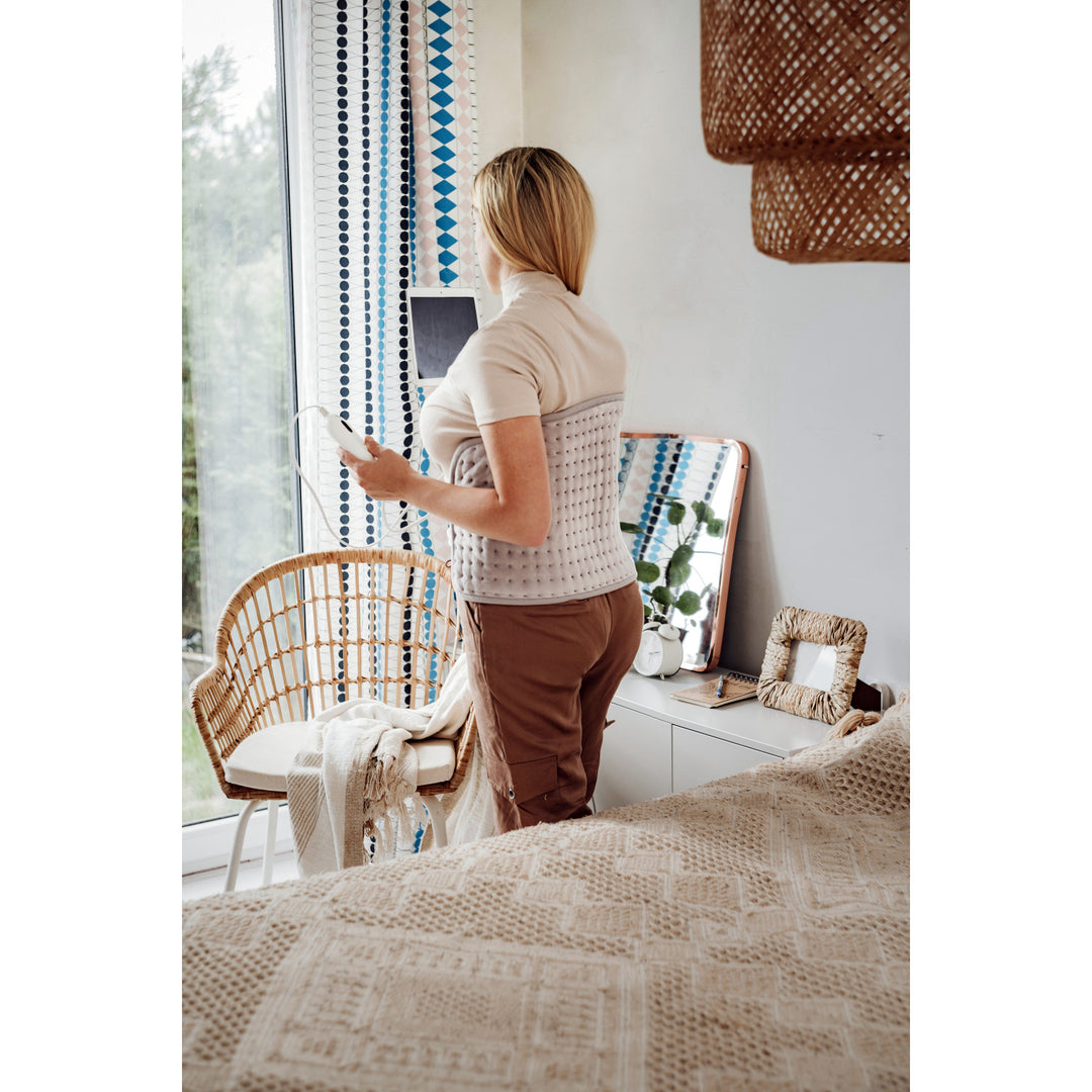 Cinturón lumbar calefactor Adler, 4 ajustes de temperatura, potencia 100W, mando a distancia LCD, AD 7437