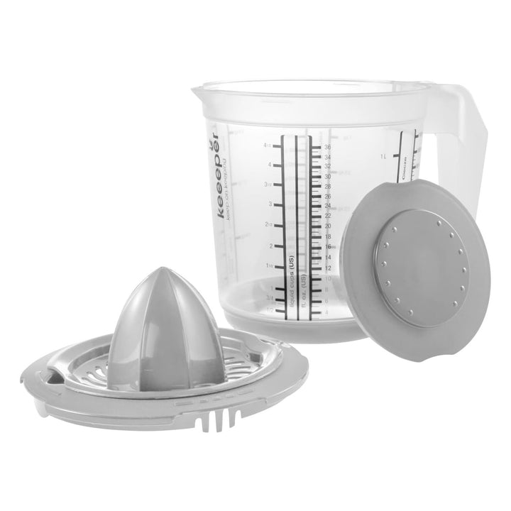 Conjunto de Cozinha Keeeper Matteo Jarro com Tampa, Rolha e Espremedor de Citrinos, Capacidade 1 L, 14 x 15 cm, Cinza Nórdico