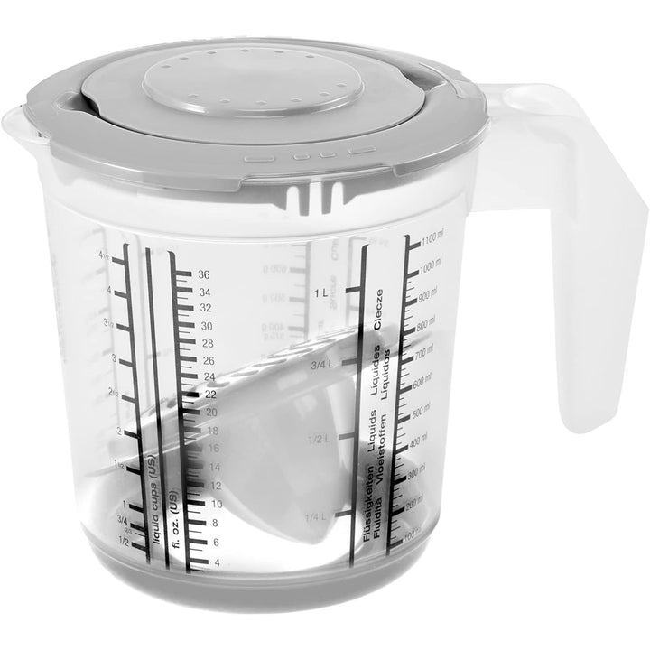 Conjunto de Cozinha Keeeper Matteo Jarro com Tampa, Rolha e Espremedor de Citrinos, Capacidade 1 L, 14 x 15 cm, Cinza Nórdico