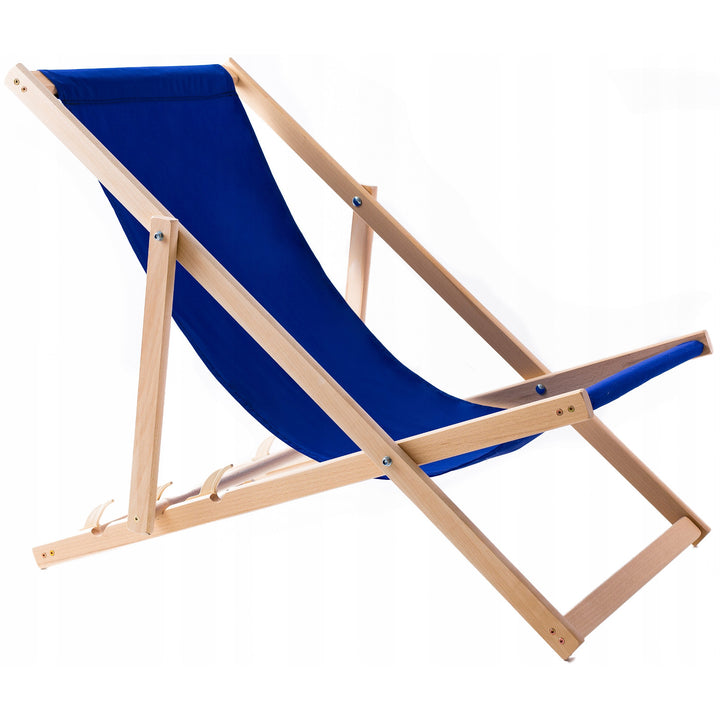 Woodok Tumbona de madera de haya, Hamaca ideal para playa, balcón, terraza, Color azul