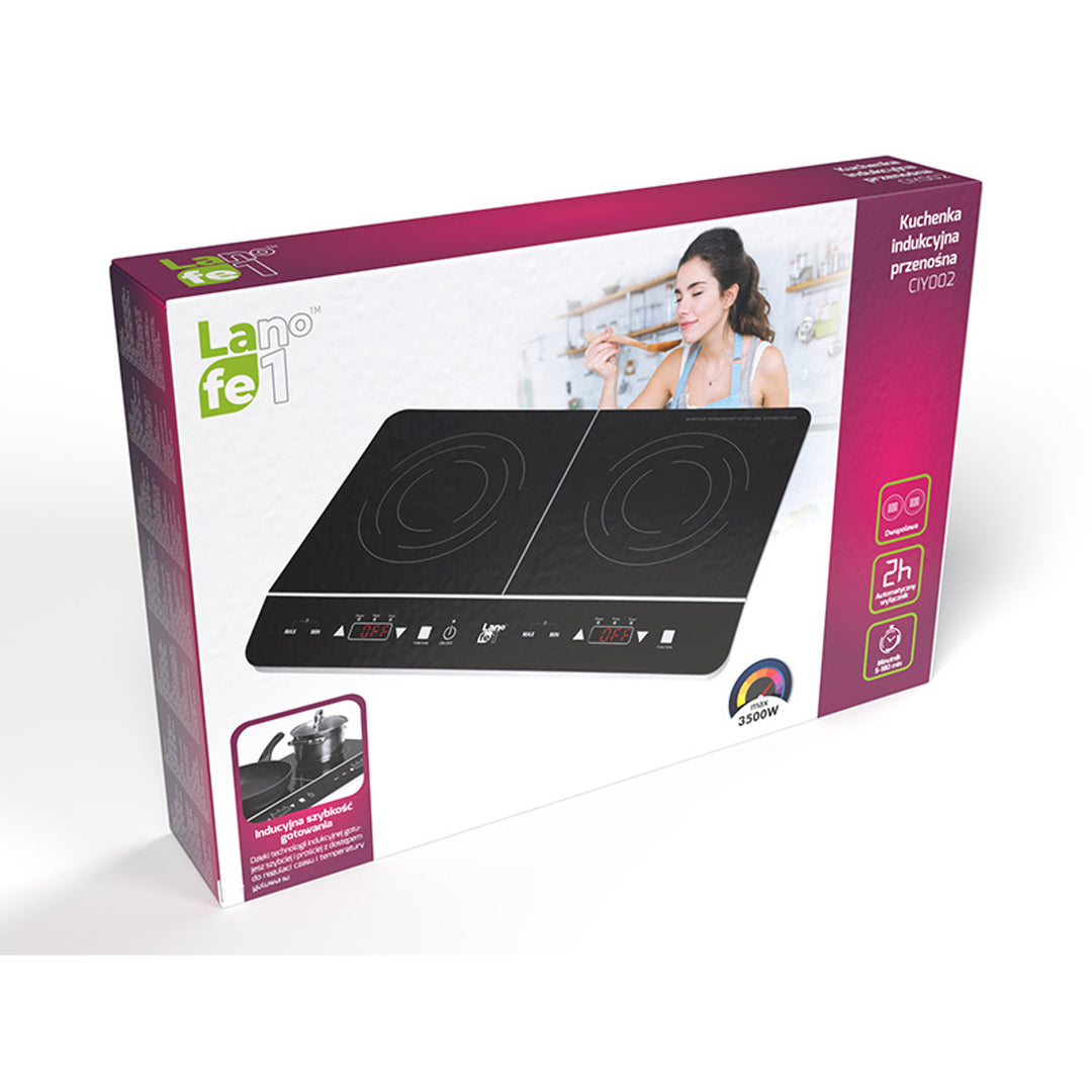 Lafe Placa de inducción, Cocina eléctrica, portátil, 3500W, doble, CIY 002