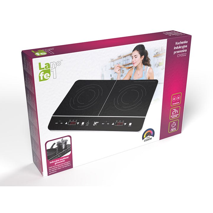 Lafe Placa de inducción, Cocina eléctrica, portátil, 3500W, doble, CIY 002