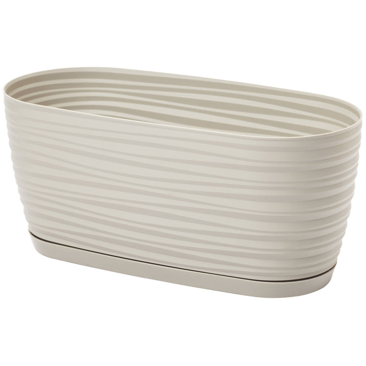 Form-Plast Sahara Petit 31 Maceta con soporte plástico, Color gris claro, 31,5x13x13,5cm