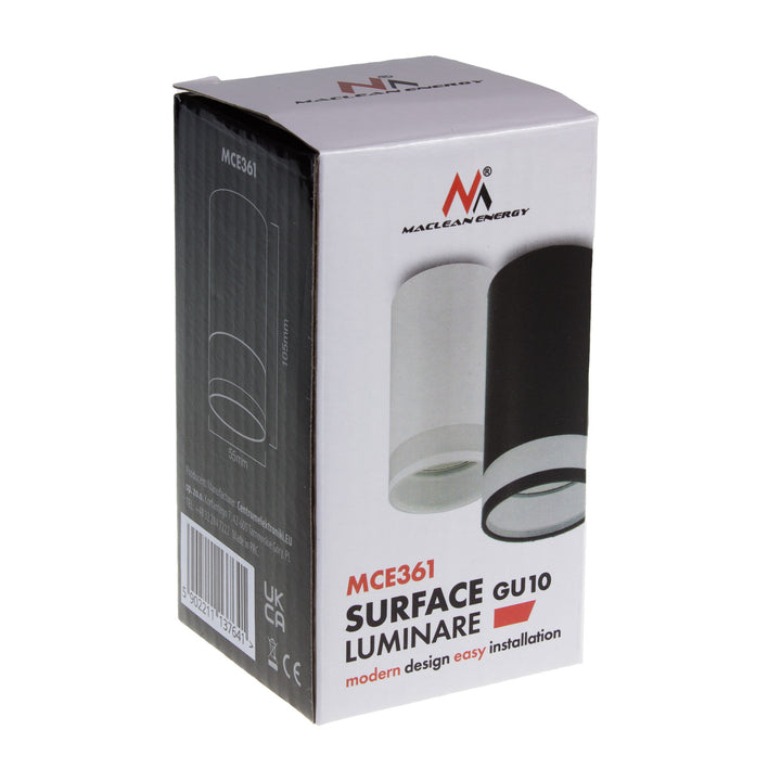 Maclean luminaria/tubo de superficie, spot, redondo, aluminio, GU10, 55x105mm, negro, MCE361 B