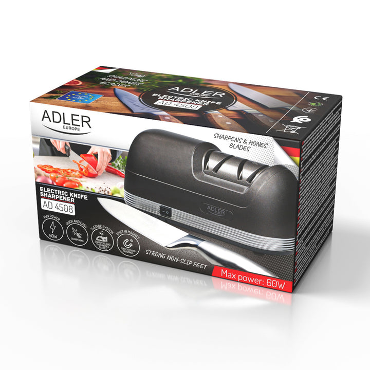 Afilador eléctrico para cuchillos Adler, potencia 60 W, sistema de 2 etapas AD 4508