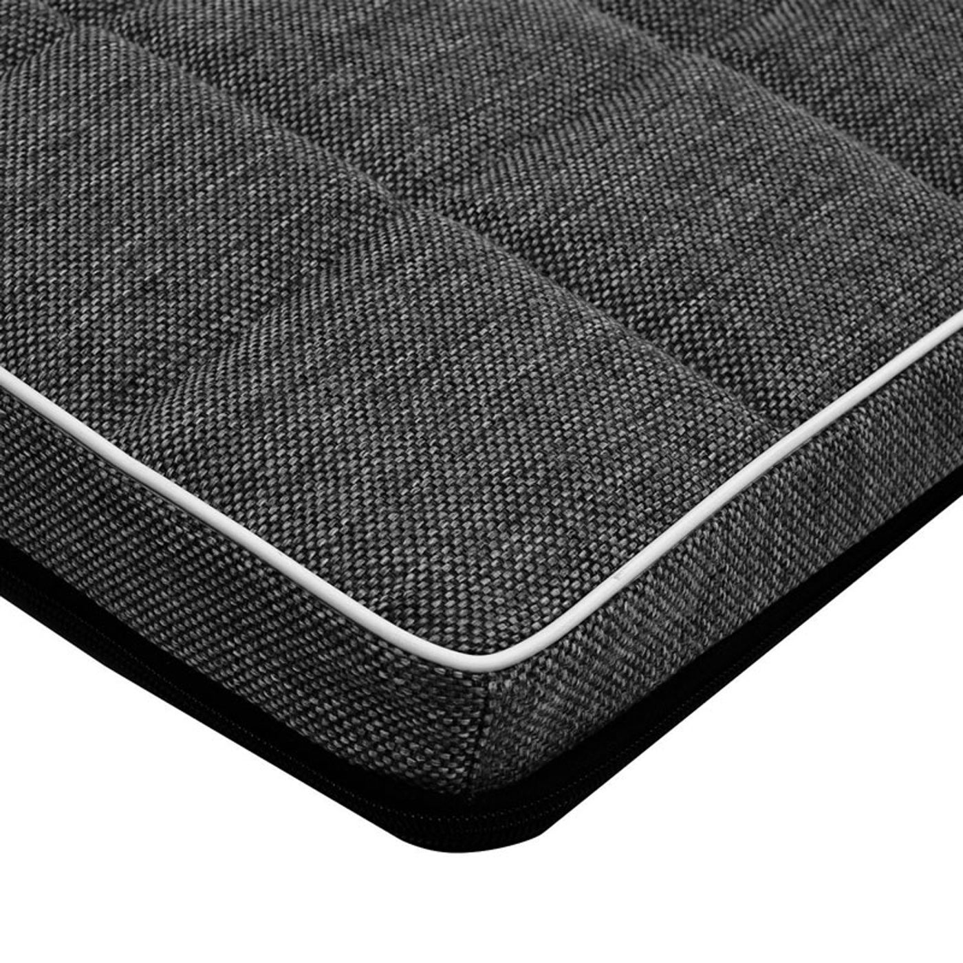 Mestizo Leon Checked Cama Colchón para Perro y Gato, Funda Extraible, Lavable (65x50 cm, Gris oscuro con borde blanco) MLCH-5-STE-W-S