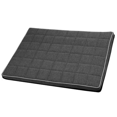 Mestizo Leon Checked Cama Colchón para Perro y Gato, Funda Extraible, Lavable (65x50 cm, Gris oscuro con borde blanco) MLCH-5-STE-W-S